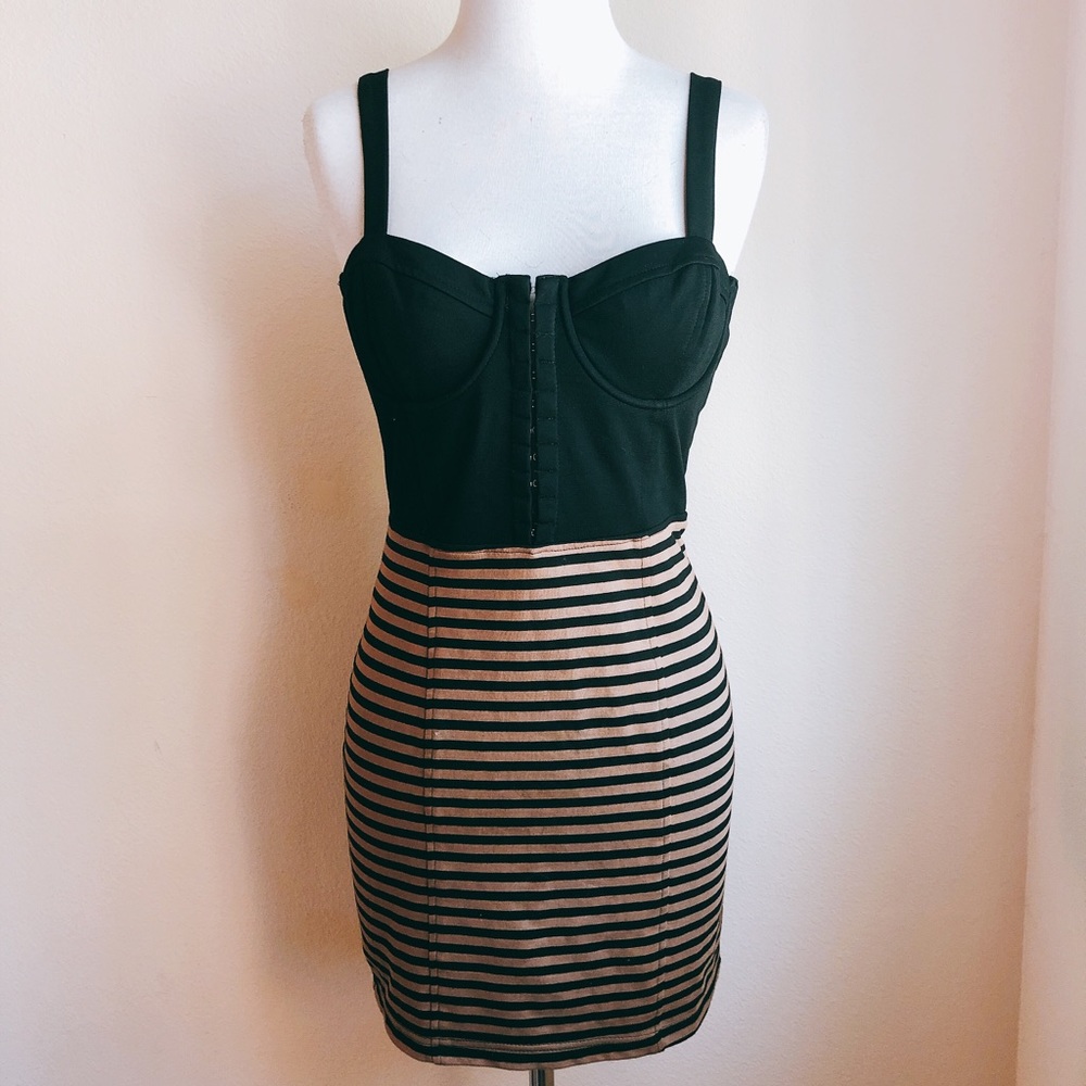 Lush Bustier Striped Ponte Dress